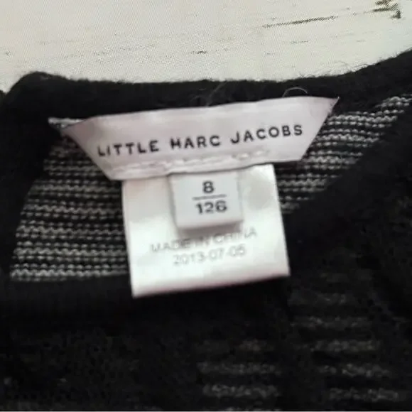 Little Marc Jacobs Girls Knit Dress Size 8 Striped Black Grey Casual Dainty - Picture 9 of 10